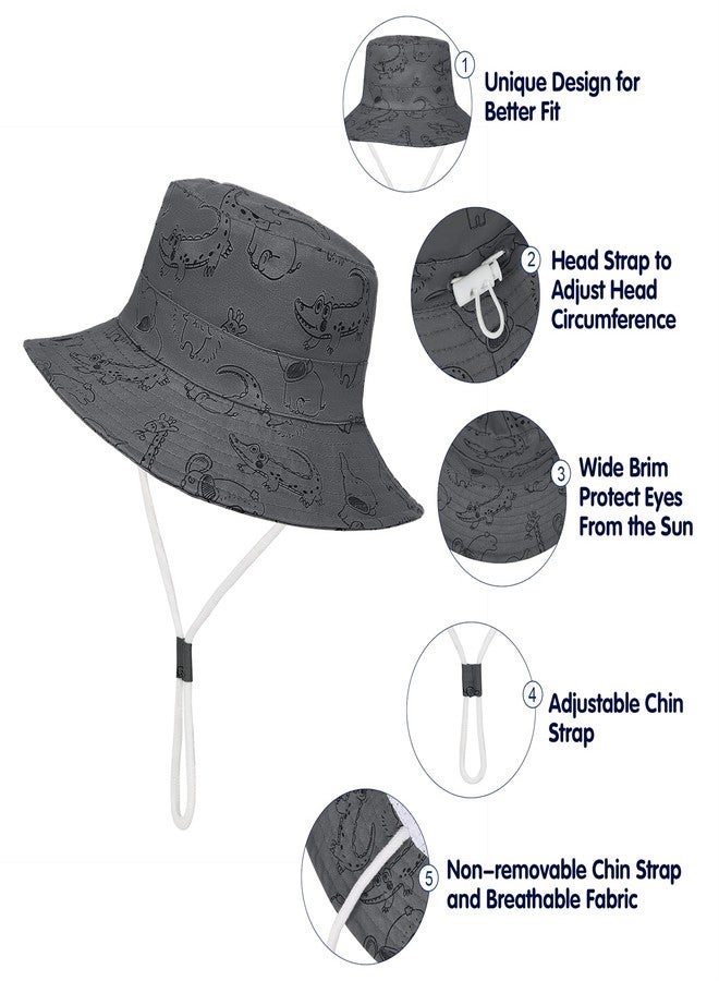 Komorebi Baby Sun Hat UPF 50+ Sun Protective Toddler Bucket Hat Summer Kids Beach Hats Wide Brim Outdoor Play Hat for Boys Girls C Dark Grey 2-4T - Image 4